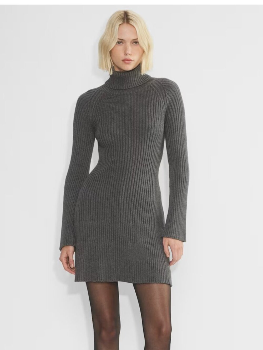 Aritzia Sunday Best Sweater Mini Dress Rhapsody Turtleneck Grey Med Minimalist